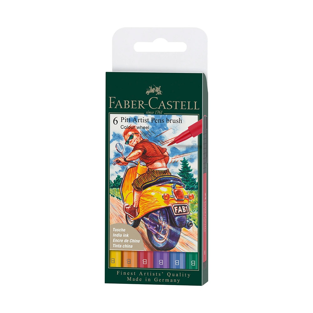 Faber-Castell, Marker Set, Art & School, Pitt Artist, Pen Wallet, Color Wheel, 6 count, 626712